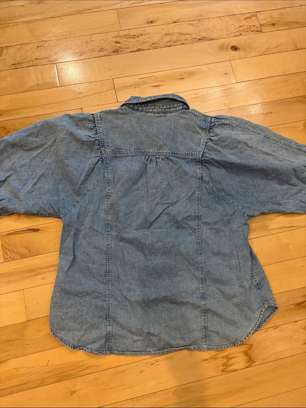 Pilcro Washed Denim Button-Down Shirt in Light Blue - Picture 6 of 6